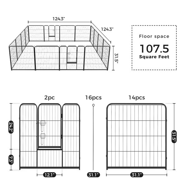 Image showcasing Smugdesk.com 16 Panel Heavy Duty Dog Exercise Pen & Reviews | Wayfair
